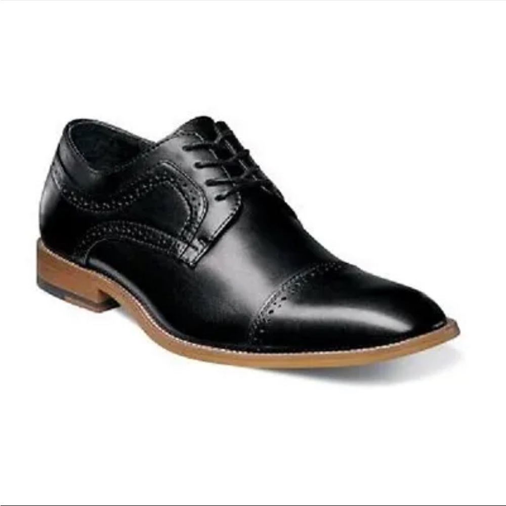 Stacy Adams Mens shoes Dickinson Cap Toe Oxford classic Black Leather size 11M